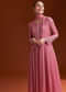 Pink Chinon Anarkali Suit With Moti And Stone Work