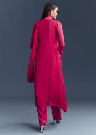 Pink Chinon Anarkali Suit With Sequins And Resham Embroidery