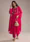Pink Chinon Anarkali Suit With Zari Work