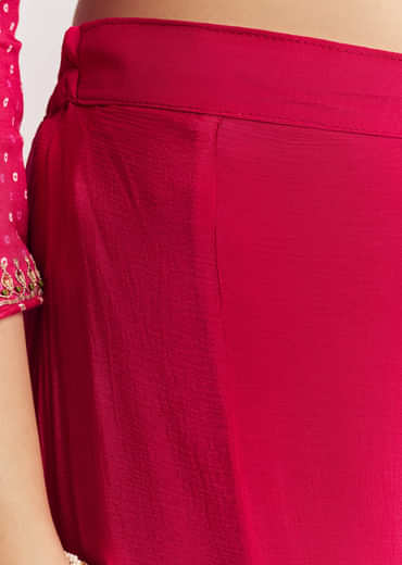 Pink Chinon Bandhani Palazzo Suit
