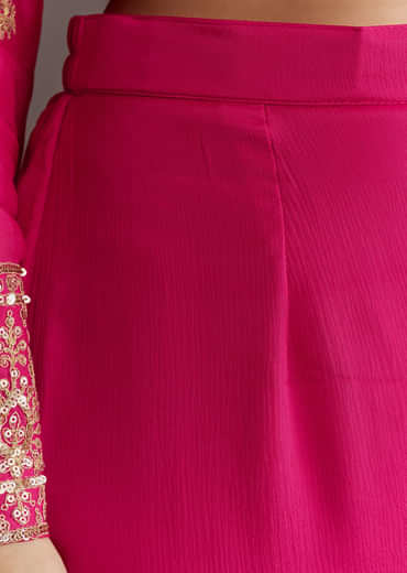 Pink Chinon Hand Embroidered Anarkali Suit With Dupatta