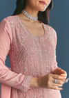 Pink Chinon Kurta Palazzo Suit With Cutdana And Sequins