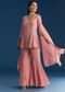 Pink Chinon Kurta Set With Choker Style Dupatta