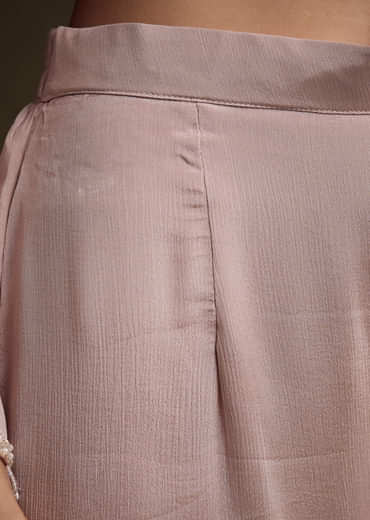 Pink Chinon Palazzo Suit With Zardosi And Cutdana Embroidery