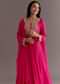 Pink Chinon Thread Sequin Embroidered Anarkali Dupatta Suit