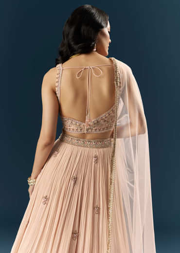 Pink Crepe Bridesmaid Lehenga With Heavy Embroidery
