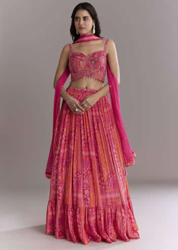Pink Crepe Bridesmaid Lehenga With Intricate Hand Embroidery