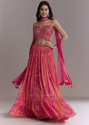 Pink Crepe Bridesmaid Lehenga With Intricate Hand Embroidery