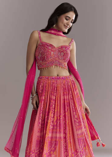 Pink Crepe Bridesmaid Lehenga With Intricate Hand Embroidery