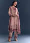 Pink Crepe Kurta Set With Indie Print And Zari Work