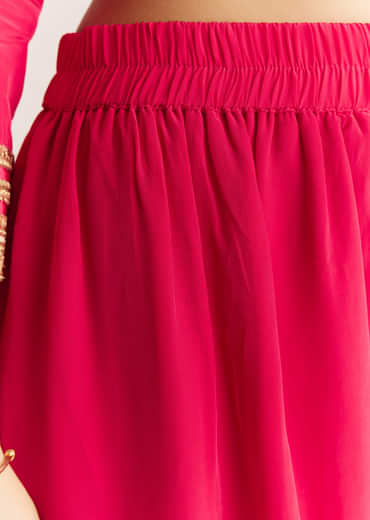 Pink Crepe Kurta Set With Zardosi And Sequins Dupatta