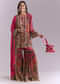 Pink Crepe Printed Sharara Suit With Gota Detail And Potli