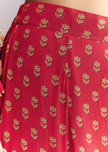 Pink Crepe Sharara Suit With Floral Print And Stone Work