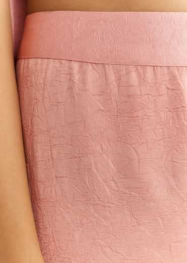 Pink Crush Silk One Shoulder Kurta With Pearl Neckpiece