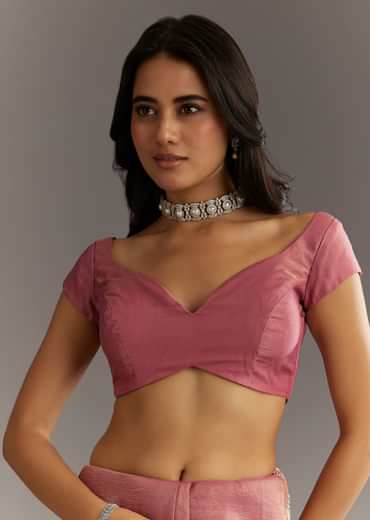 Pink Crushed Tissue Floral Embroidered Saree With Cutdana And Sequins