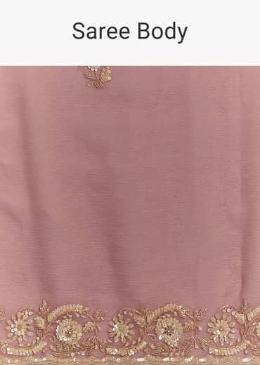 Pink Crushed Tissue Floral Embroidered Saree With Cutdana And Sequins
