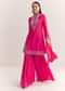 Pink Dola Silk Kurta Set With Zardosi And Choker Dupatta