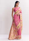 Pink Dola Silk Paithani Saree With Dollar Butti And Multicolor Motif