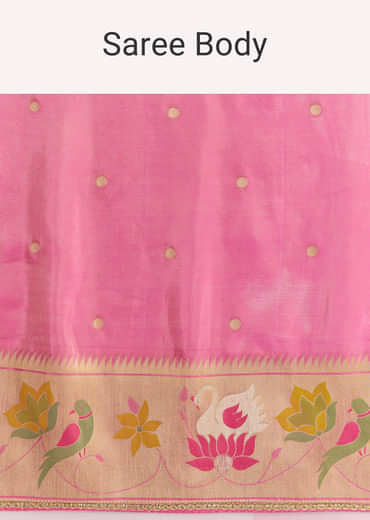 Pink Dola Silk Paithani Saree With Dollar Butti And Multicolor Motif