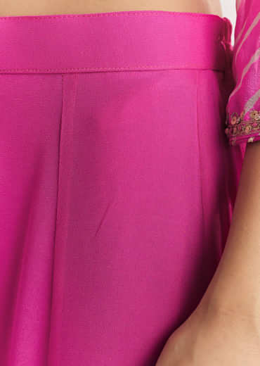 Pink Dola Silk Palazzo Suit With Zardosi Work