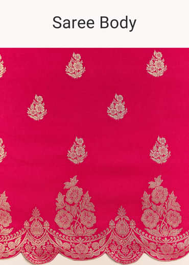 Pink Dola Silk Saree With Zari Border And All Over Booti
