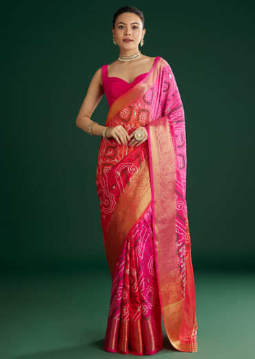 Pink Dola Silk Saree With Zari Woven Border