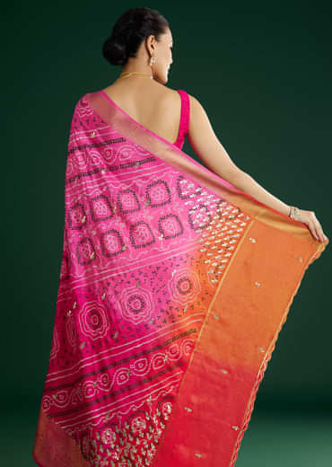 Pink Dola Silk Saree With Zari Woven Border
