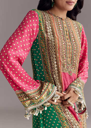 Pink Embroidered Kurta Dhoti Set