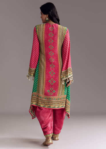 Pink Embroidered Kurta Dhoti Set