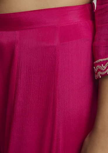 Pink Embroidered Palazzo Set In Chinon