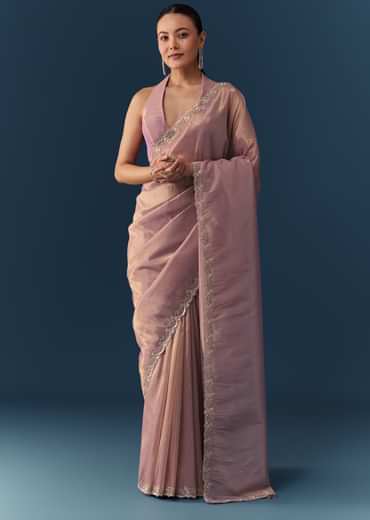 Pink Embroidered Saree with Blouse Fabric