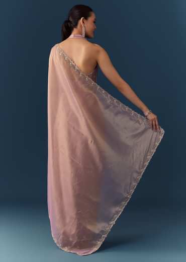 Pink Embroidered Saree with Blouse Fabric