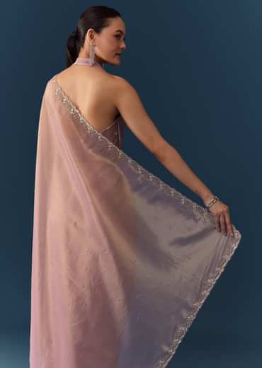 Pink Embroidered Saree with Blouse Fabric