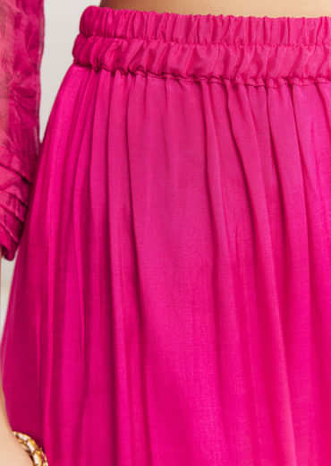 Pink Floral Chiffon Anarkali Kurta Set With Dupatta