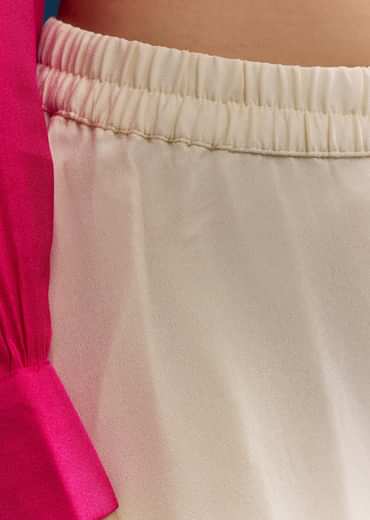 Pink Georgette Crop Top With Mirror Work