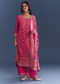 Pink Georgette Kurta Set With Bandhani Print And Jacquard Weave