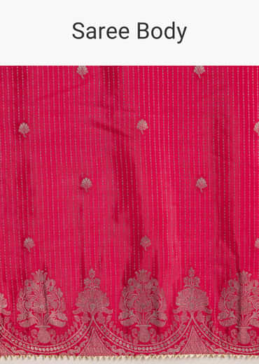 Pink Georgette Lurex Saree With Brocade Butti And Gota Patti Border