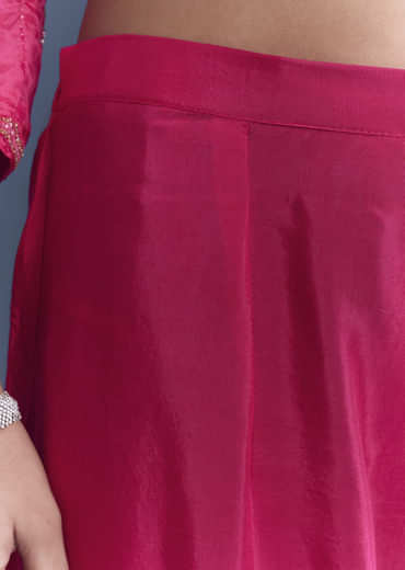 Pink Hosiery Kurta Set With Cutdana And Mirror Work