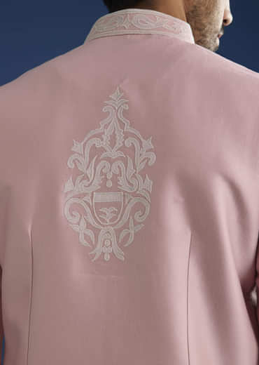 Pink Kurta Jacket Set With Gota Cutwork