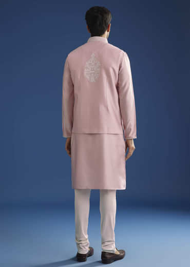 Pink Kurta Jacket Set With Gota Cutwork