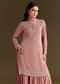 Pink Kurta Set With Embroidered Palazzo And Sequins Dupatta