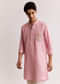 Pink Linen Kurta Set With Embroidery