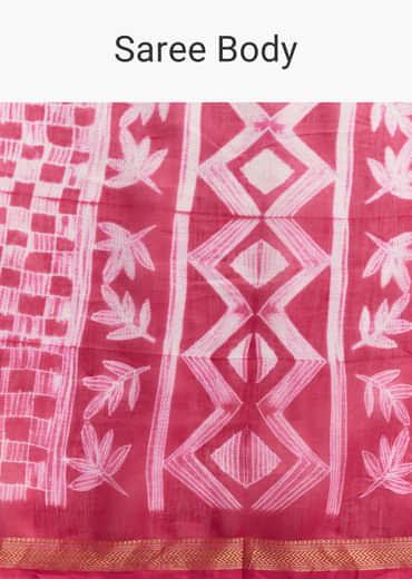 Pink Linen Printed Saree With Authentic Shibori Print