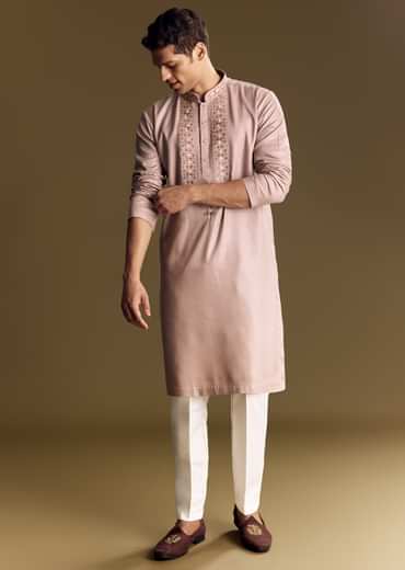 Pink Modal Kurta Set With Thread Work