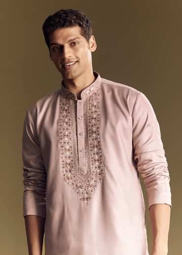 Pink Modal Kurta Set With Thread Work