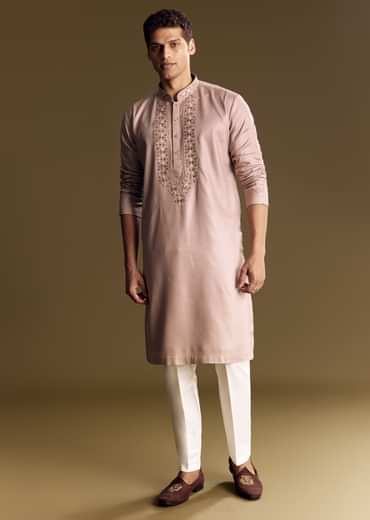 Pink Modal Kurta Set With Thread Work