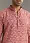 Pink Muslin Kurta Set With Symmetric Prints