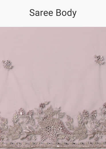 Pink Net Saree With All Over Embroidery