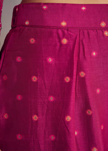 Pink Ombre Bandhani Anarkali Suit With Zardosi Neckline