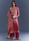 Pink Ombre Georgette Kurta Set With Banarasi Weave